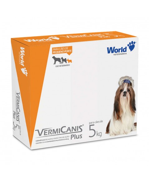 VermiCanis Plus 400mg Vermífugo para Cães 5Kg 4 Comprimidos World