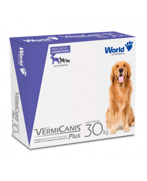 VermiCanis Plus 2,4g Vermífugo para Cães 30Kg 2 Comprimidos World