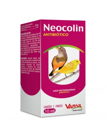 Neocolin Líquido Antibiótico Para Pássaros 10mL Vansil
