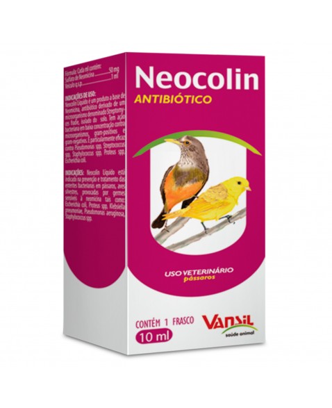 Neocolin Líquido Antibiótico Para Pássaros 10ml Vansil