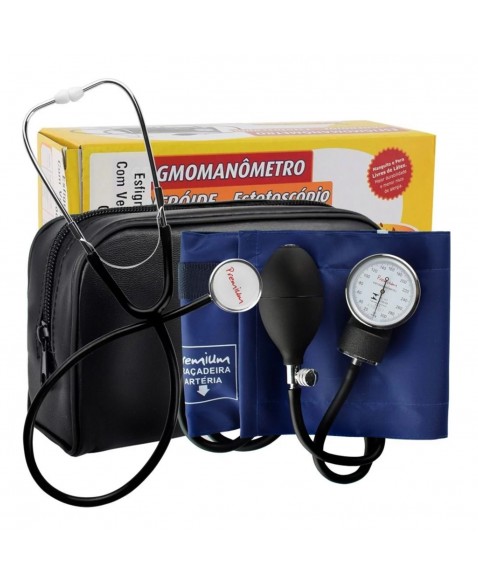 Aparelho De Pressão Manual Esfigmomanômetro Aneroide Com Estetoscópio Premium