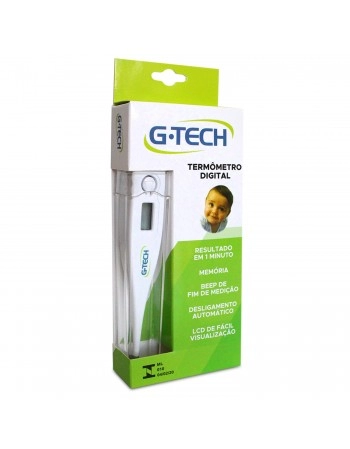 Termômetro Clínico Digital Branco com Display LCD G-Tech