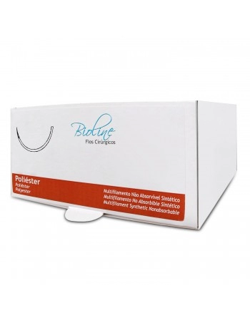 Fio de Sutura Poliéster 2 com Agulha 1/2 4,0 75cm Bioline Fios Cirúrgicos