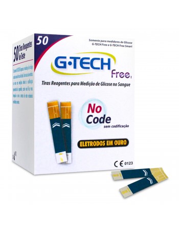 Tira Reagente G-Tech Free para Medir Glicose no Sangue com 50 Unidades