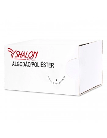 Fio Cirúrgico Algodão e Pliéster Usp 2-0 Comprimento 75cm Curva 3/8 Com Agulha Cilindro 3,0cm - Shalon
