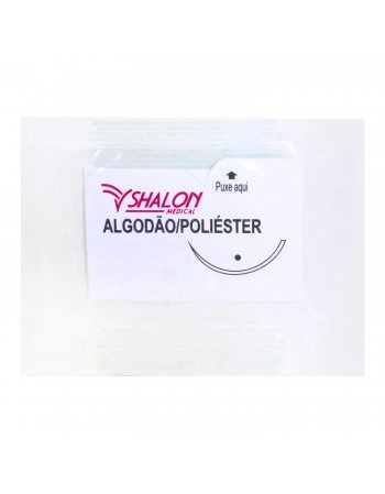 Fio de Sutura Algodão e Poliéster 2-0 com Agulha 3/8 3 75cm Shalon