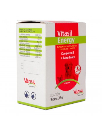 Vitasil Energy Suplemento Vitamínico Para Cães e Gatos 120ml Vansil