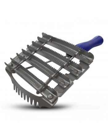 Rasqueadeira Raspadeira de Metal 8 Linhas com Pente e Cabo Agrozootec