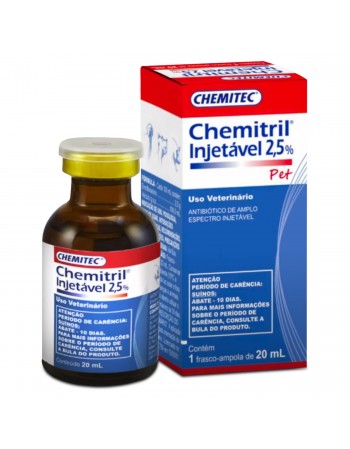 Chemitril Pet 2,5% Enrofloxacino Injetável Chemitec | VETSHOP