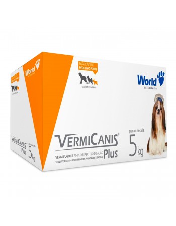 VermiCanis Plus 400mg Vermífugo Para Cães 5Kg 40 Comprimidos World