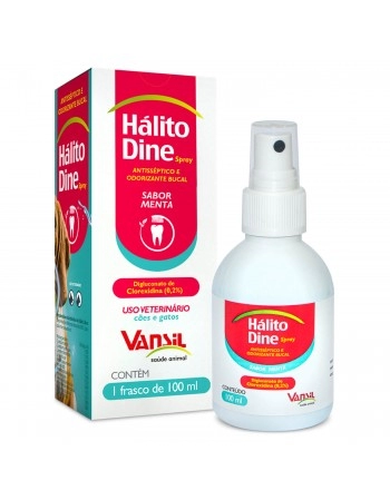 Hálito Dine para Cães e Gatos Antisséptico Bucal 100ml Vansil