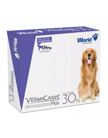 VermiCanis Plus 2,4g Vermífugo para Cães 30Kg 20 Comprimidos World