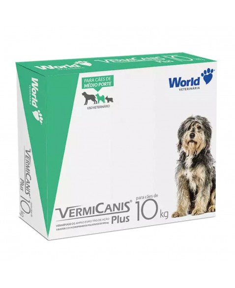 VermiCanis Plus 800mg Vermífugo para Cães 10Kg 40 Comprimidos World