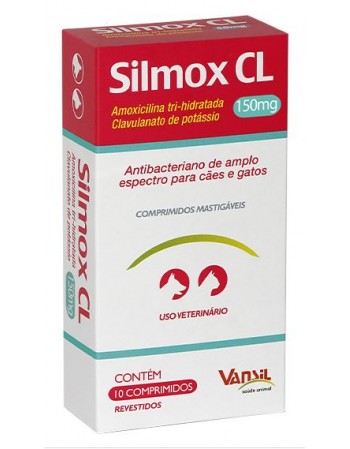 Silmox CL Antibiótico Para Cães e Gatos 150mg 10 Comprimidos Vansil