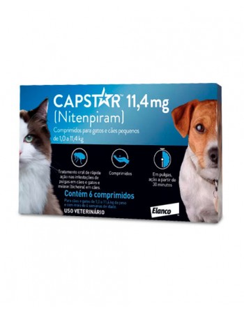 Antipulgas Capstar 11,4mg Para Cães e Gatos Pequenos 6 Comprimidos Elanco