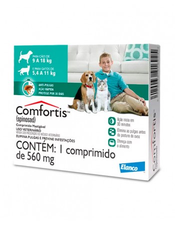 Antipulgas Comfortis Cães e Gatos 1 Tablete Mastigável 560mg Elanco