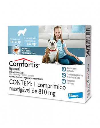 Antipulgas Comfortis Cães 1 Tablete Mastigável 810mg Elanco