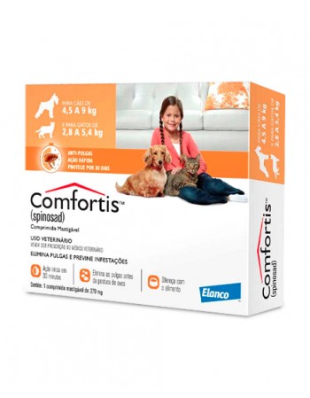 Antipulgas Comfortis Cães e Gatos 1 Tablete Mastigável 270mg Elanco