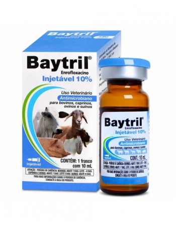 Validade 31/05/2024 - Baytril Injetável 10% Enrofloxacino Antibiótico 10ml Elanco