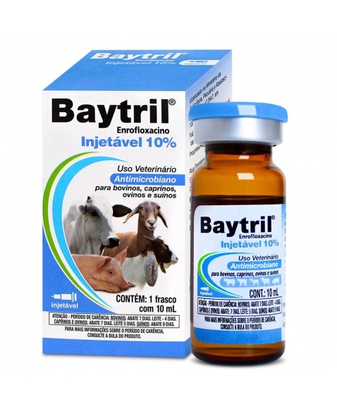 Baytril Injetável 10% Enrofloxacino Antibiótico 10ml Elanco