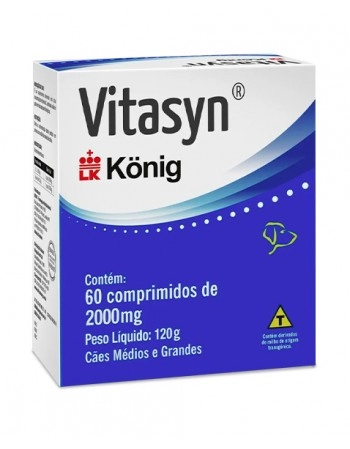 Vitasyn Suplemento Alimentar 2000mg para Cães 60 Comprimidos Konig
