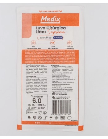 LUVA CIRUR. ESTERIL 6.0 PAR (SUPREME) - MEDIX