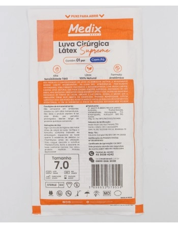 LUVA CIRUR. ESTERIL 7.0 PAR (SUPREME) - MEDIX