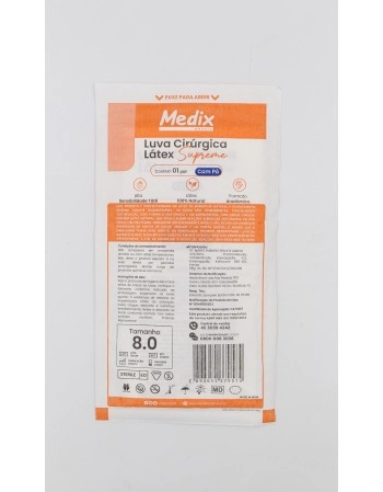 LUVA CIRUR. ESTERIL 8.0 PAR (SUPREME) - MEDIX