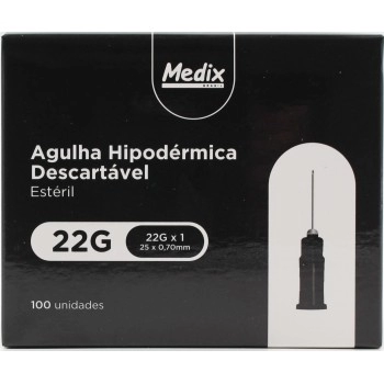 AGULHA EST. 25X0,7 CX C/100UN PRETA - MEDIX
