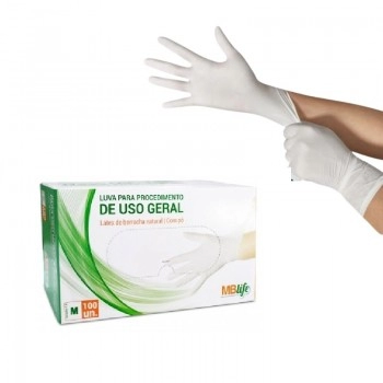 Luva Látex Com Pó Tamanho P Com 100 Unidades MB Life