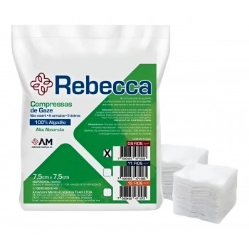 Compressa Gaze Hidrófila Algodão 9 Fios com 500 Unidades Rebecca America Medical