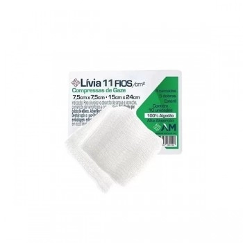 Compressa Gaze Estéril 11 Fios 7,5x7,5cm 10 Unidade Livia - America Medical