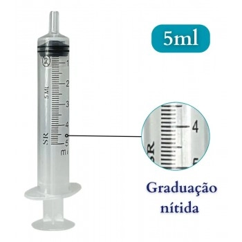 Seringa 5mL Descartável Bico Luer Slip sem Agulha SR