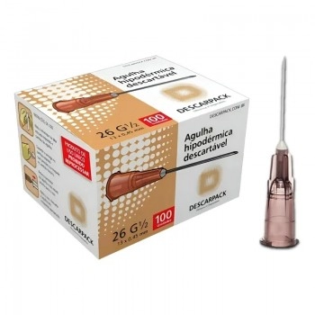 Agulha Hipodérmica Descartável 13x0,45mm 100 Unidades - Descarpack