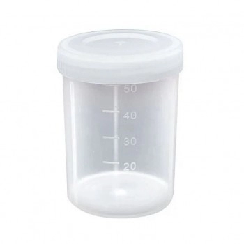 Coletor Universal 50ml Plástico com Rosca e Pá Tampa Branca Universal - JPROLAB