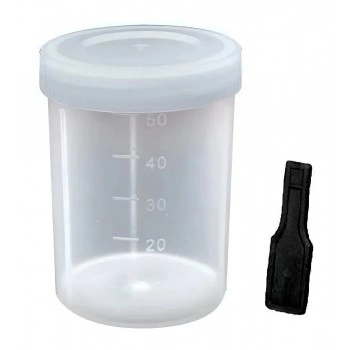 Coletor 50ml Plástico com Rosca e Pá Tampa Branca Universal J. Prolab