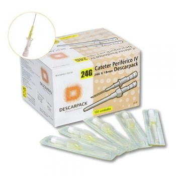 Cateter Periférico Intravenoso Nº24 Amarelo - Descarpack