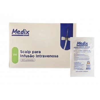 Scalp nº25G Estéril Laranja Acesso Venoso Luer Lock Medix