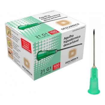 Agulha Verde Estéril Descartável 0,80x30mm Com 100 Unidades Descarpack
