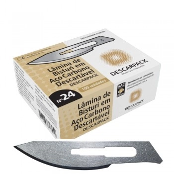 Lâmina De Bisturi N°24 Aço Carbono Descarpack
