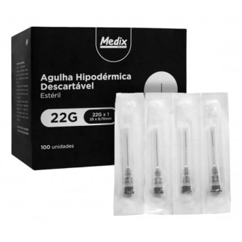 AGULHA EST. 25X0,7 CX C/100UN PRETA - MEDIX