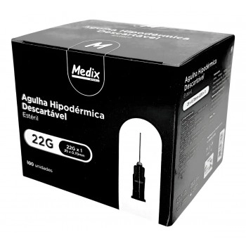 AGULHA EST. 25X0,7 CX C/100UN PRETA - MEDIX