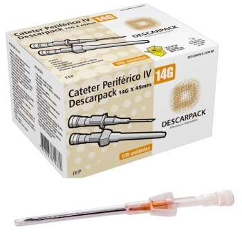 Cateter Periférico Intravenoso Nº14 Laranja 45cm - Descarpack