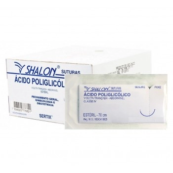 Fio De Sutura Cirúrgica Ácido Poliglicólico 3-0 De 70cm Com Agulha CIR. 3/8 CIL. 3.0cm